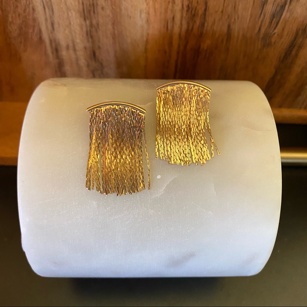 A  New Day Gold Waterfall Chain Herringbone Fringe Earrings NWT - Picture 4 of 12